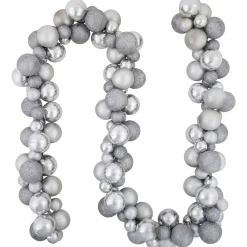 6' Silver Shatterproof Ball 3-Finish Christmas Garland