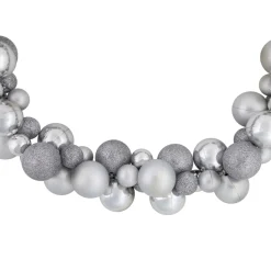 6' Silver Shatterproof Ball 3-Finish Christmas Garland