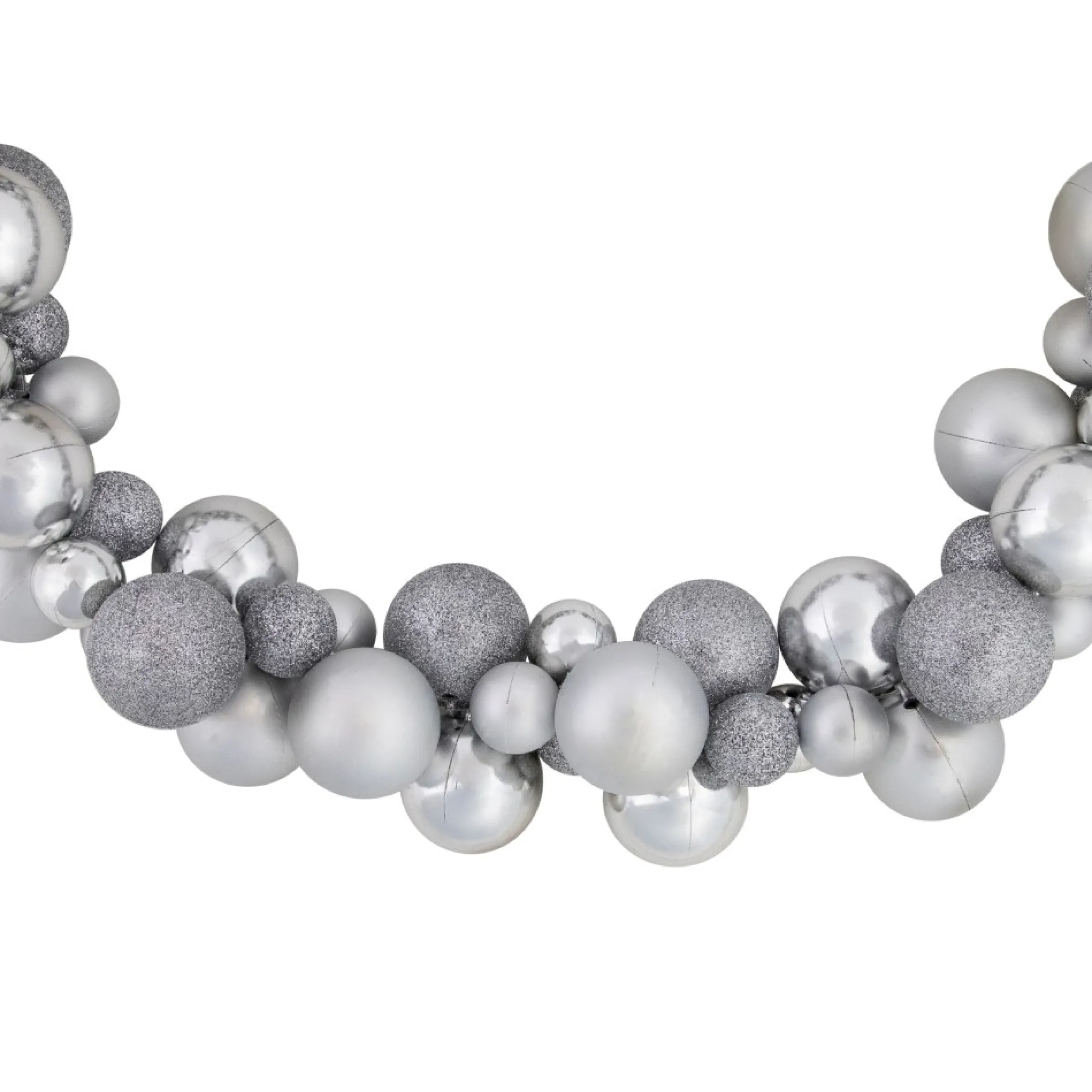 6' Silver Shatterproof Ball 3-Finish Christmas Garland
