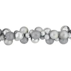 6' Silver Shatterproof Ball 3-Finish Christmas Garland