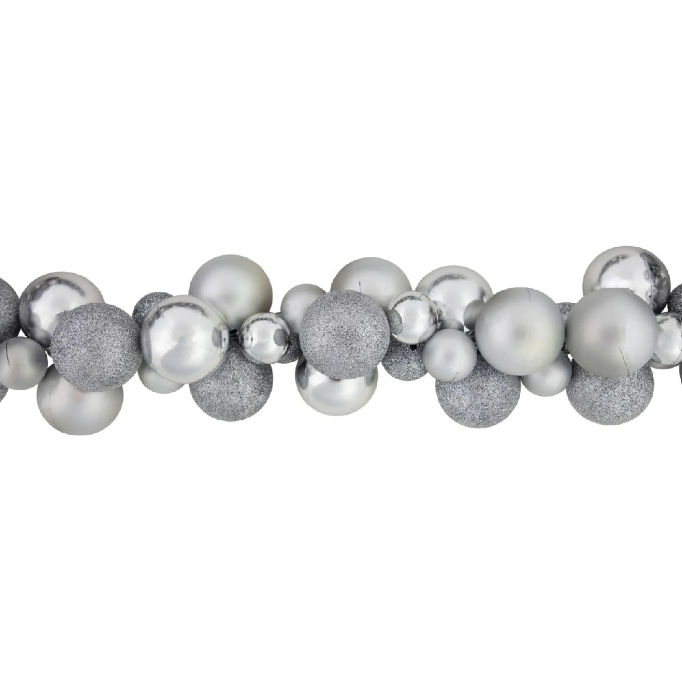 6' Silver Shatterproof Ball 3-Finish Christmas Garland