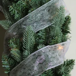Silver Shimmering Swirl Christmas Wired Craft Ribbon 2.5