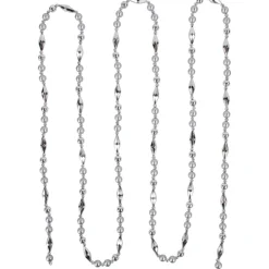 9' Silver Shiny And Matte Beaded Christmas Garland
