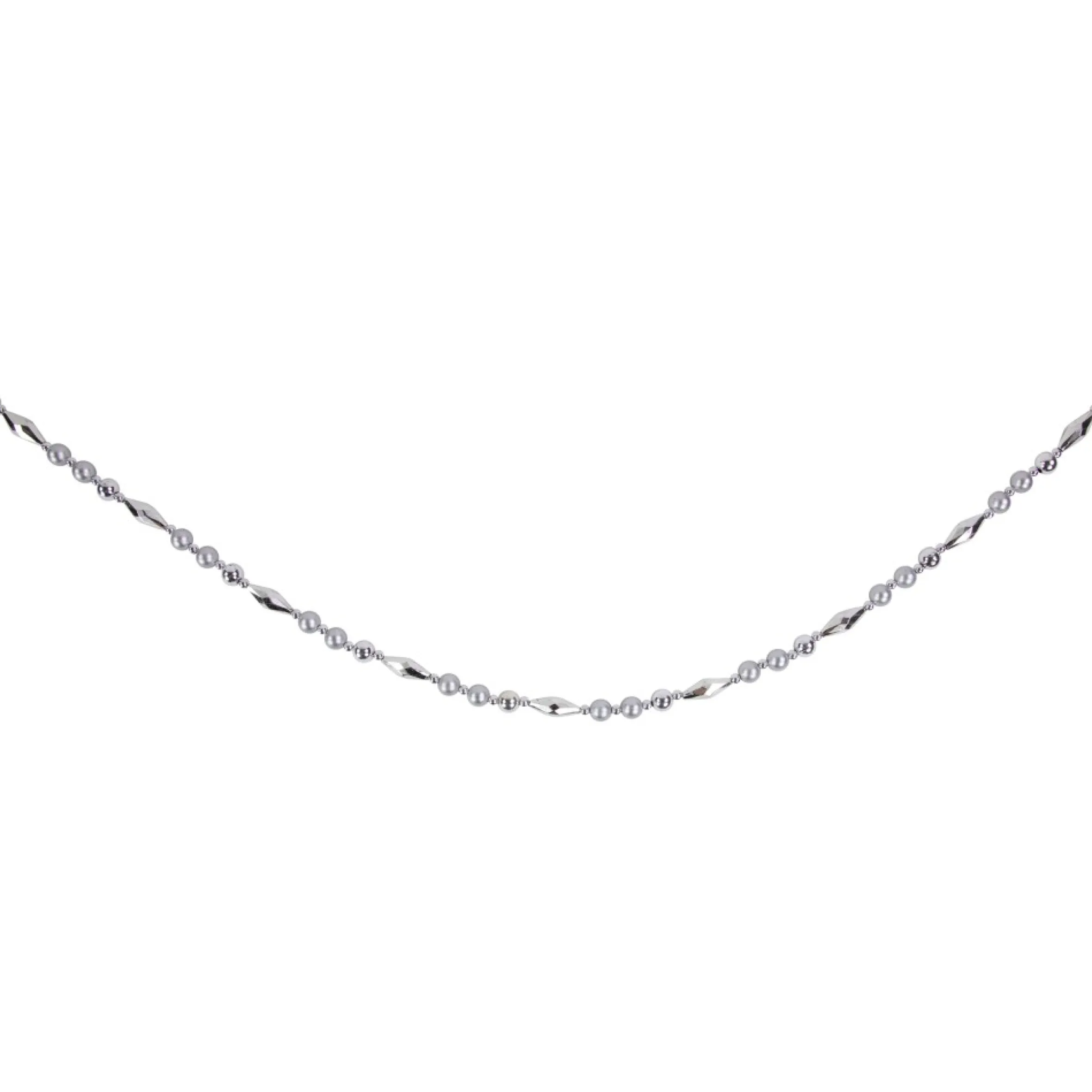 9' Silver Shiny And Matte Beaded Christmas Garland