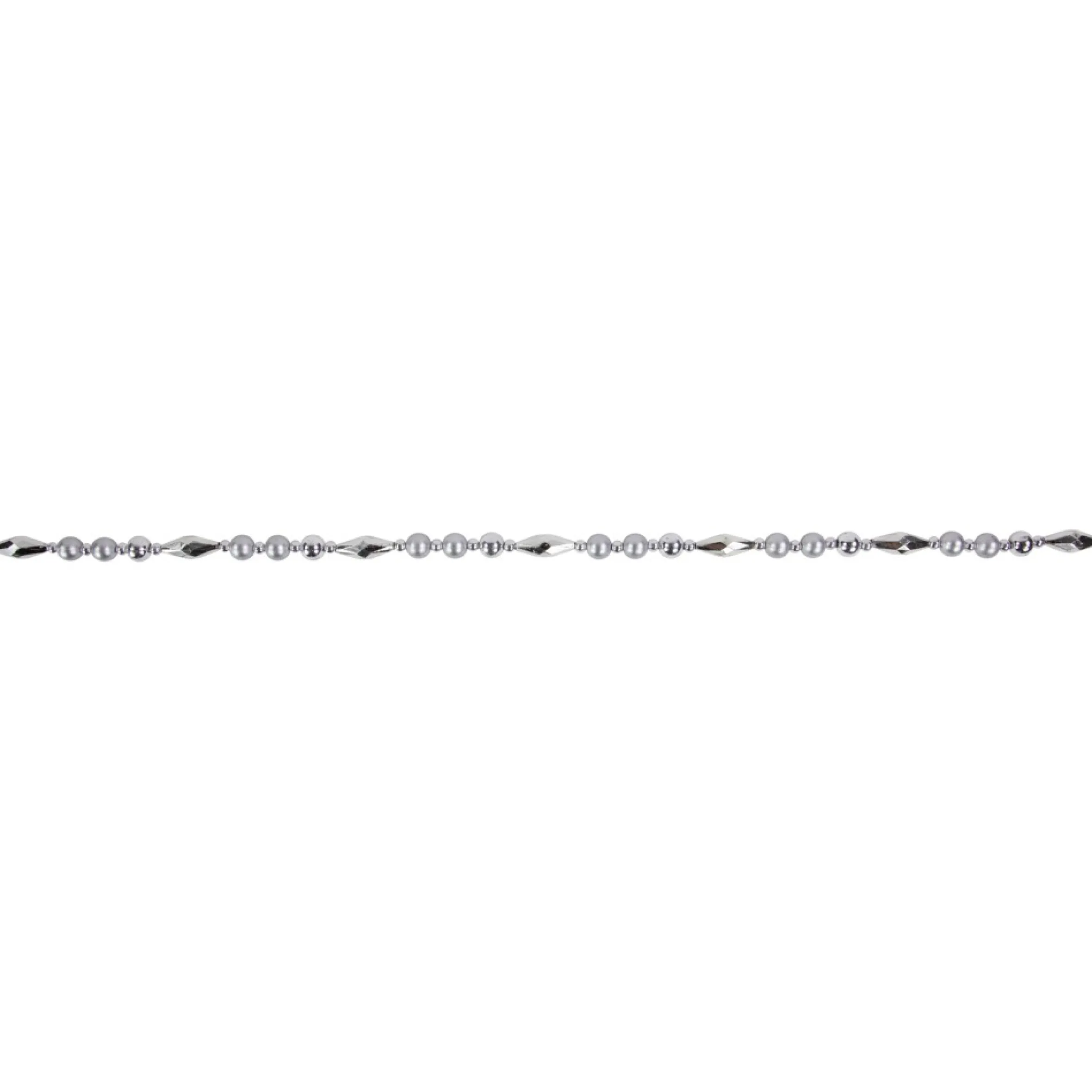 9' Silver Shiny And Matte Beaded Christmas Garland