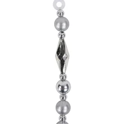 9' Silver Shiny And Matte Beaded Christmas Garland