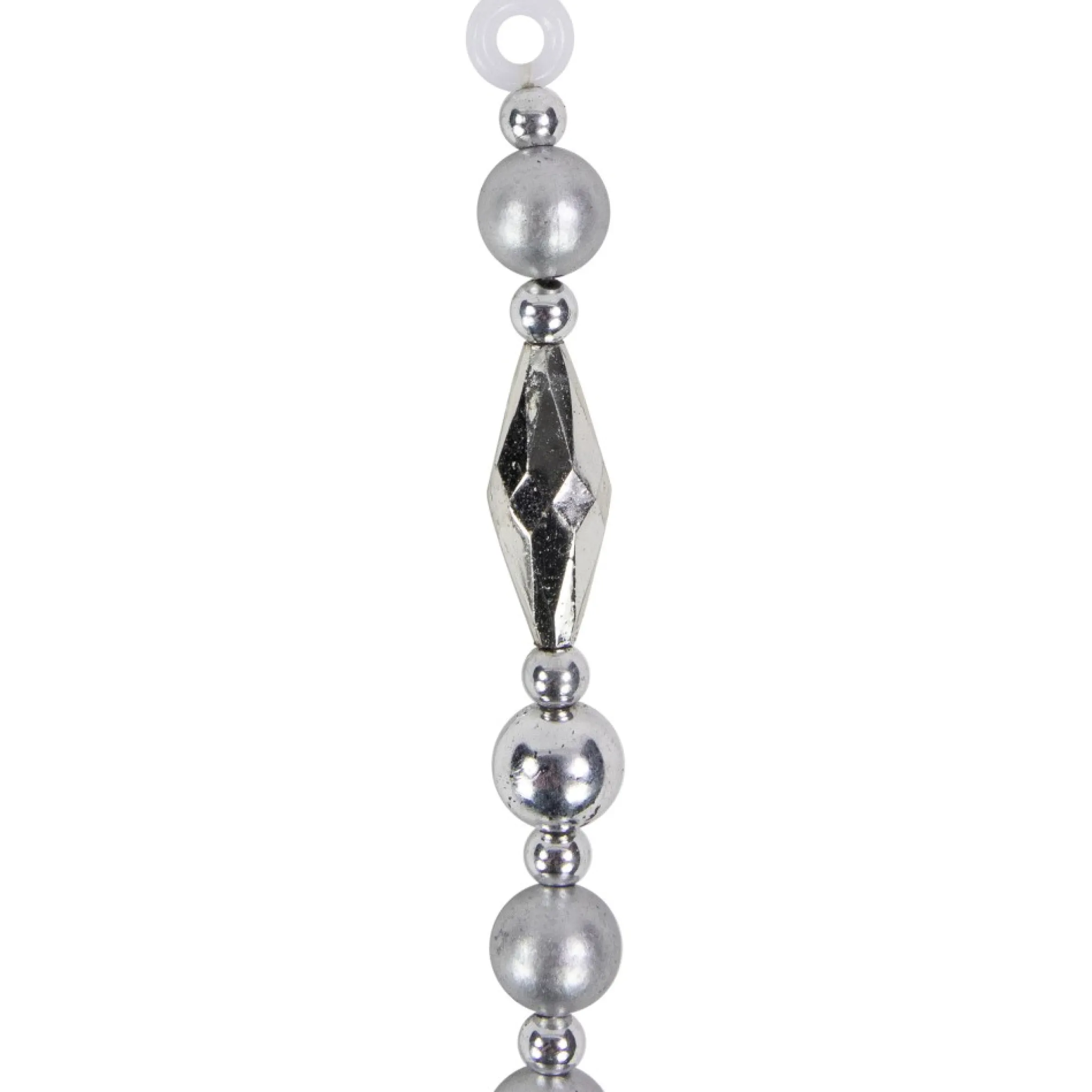 9' Silver Shiny And Matte Beaded Christmas Garland
