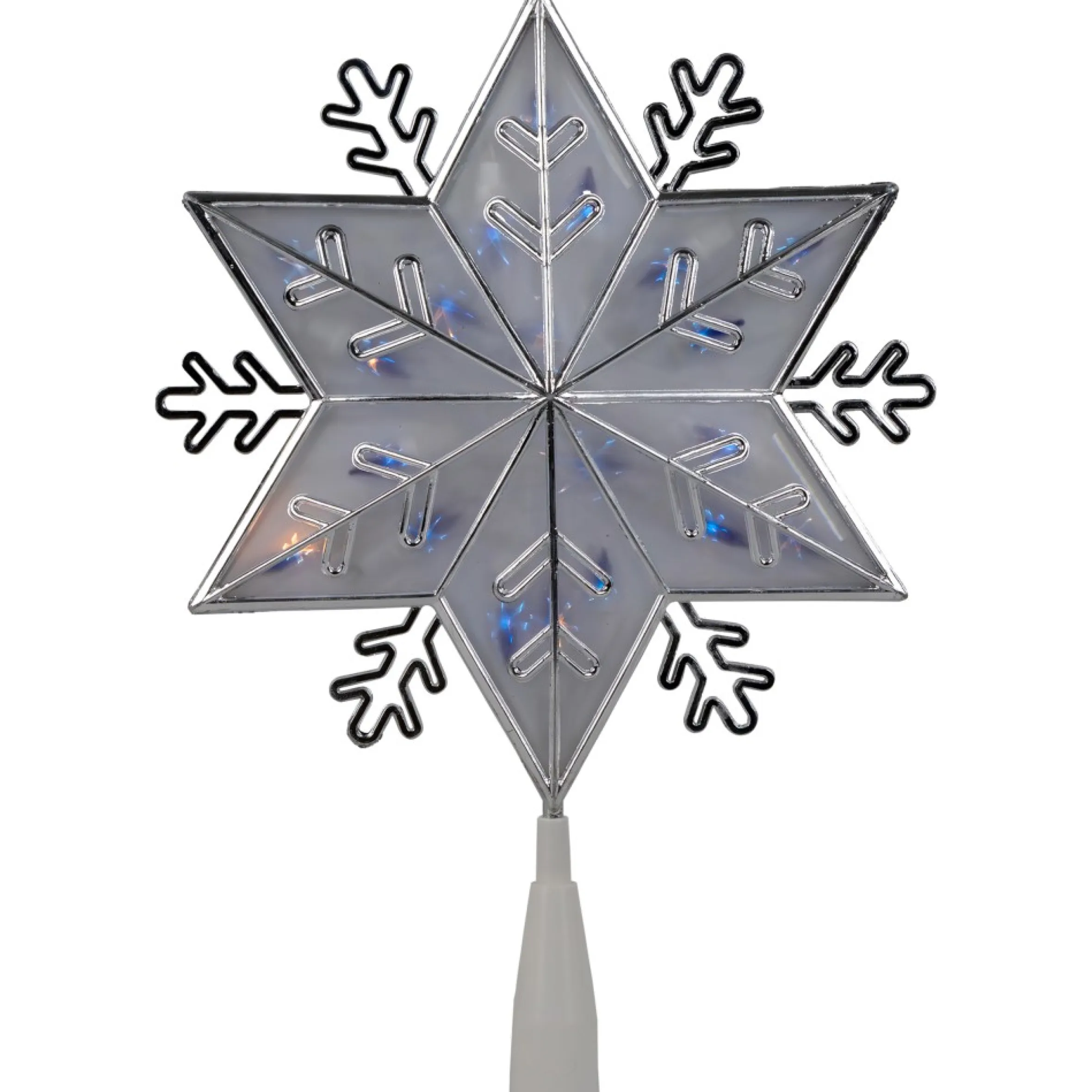 10" Silver Snowflake Lighted Christmas Tree Topper - Blue Lights