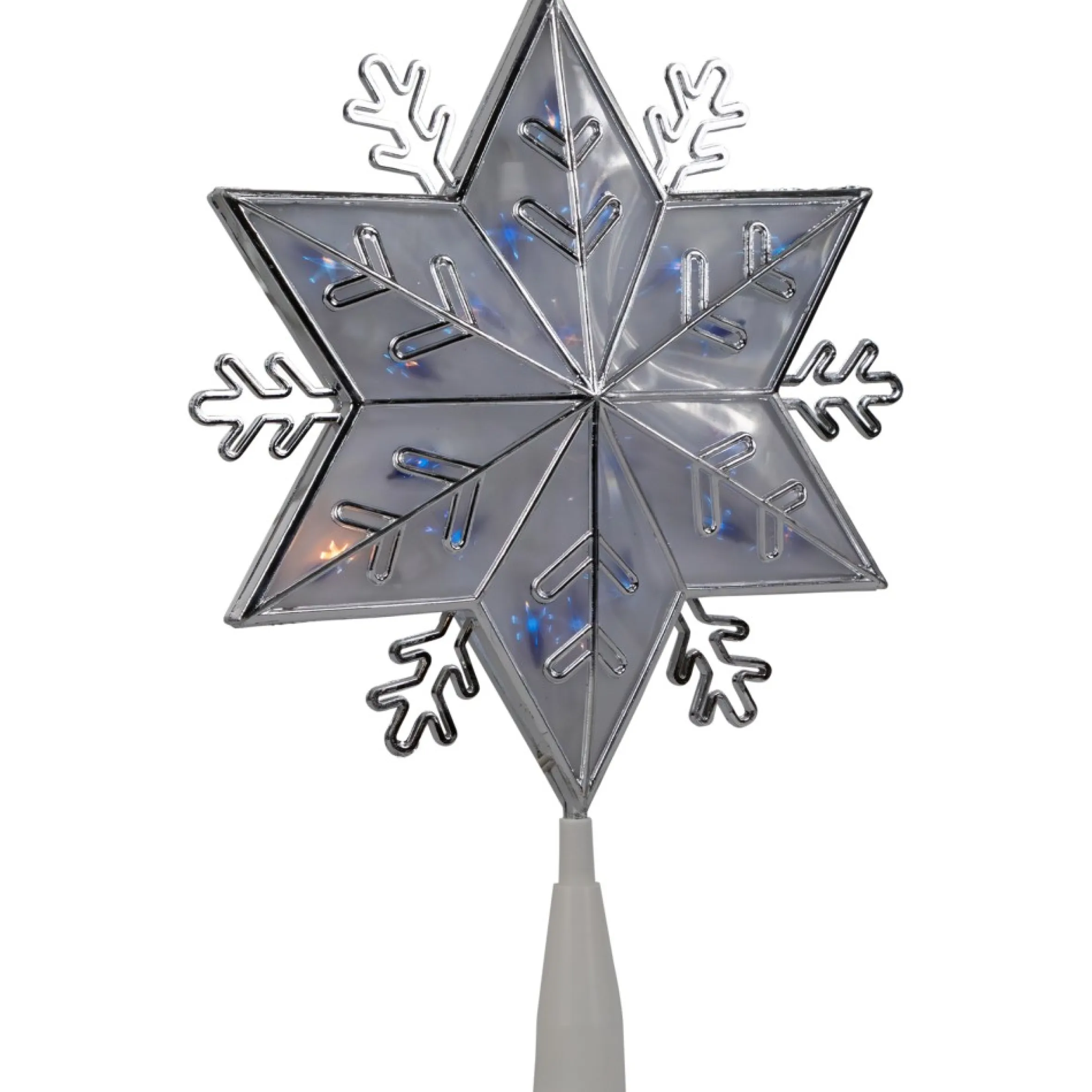 10" Silver Snowflake Lighted Christmas Tree Topper - Blue Lights