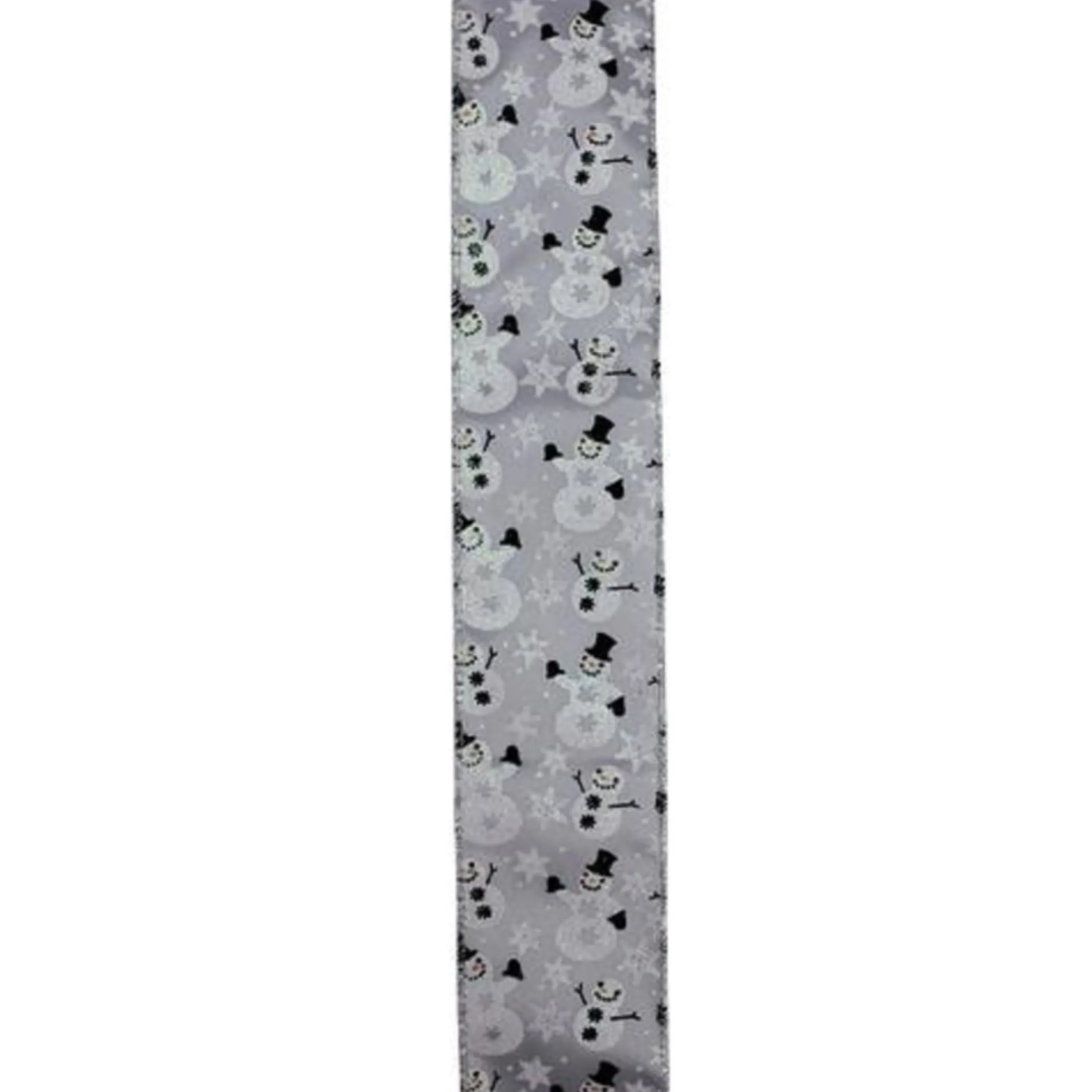 Silver Snowmen And Snowflakes Wired Christmas Craft Ribbon 2.5" X 10 Yards