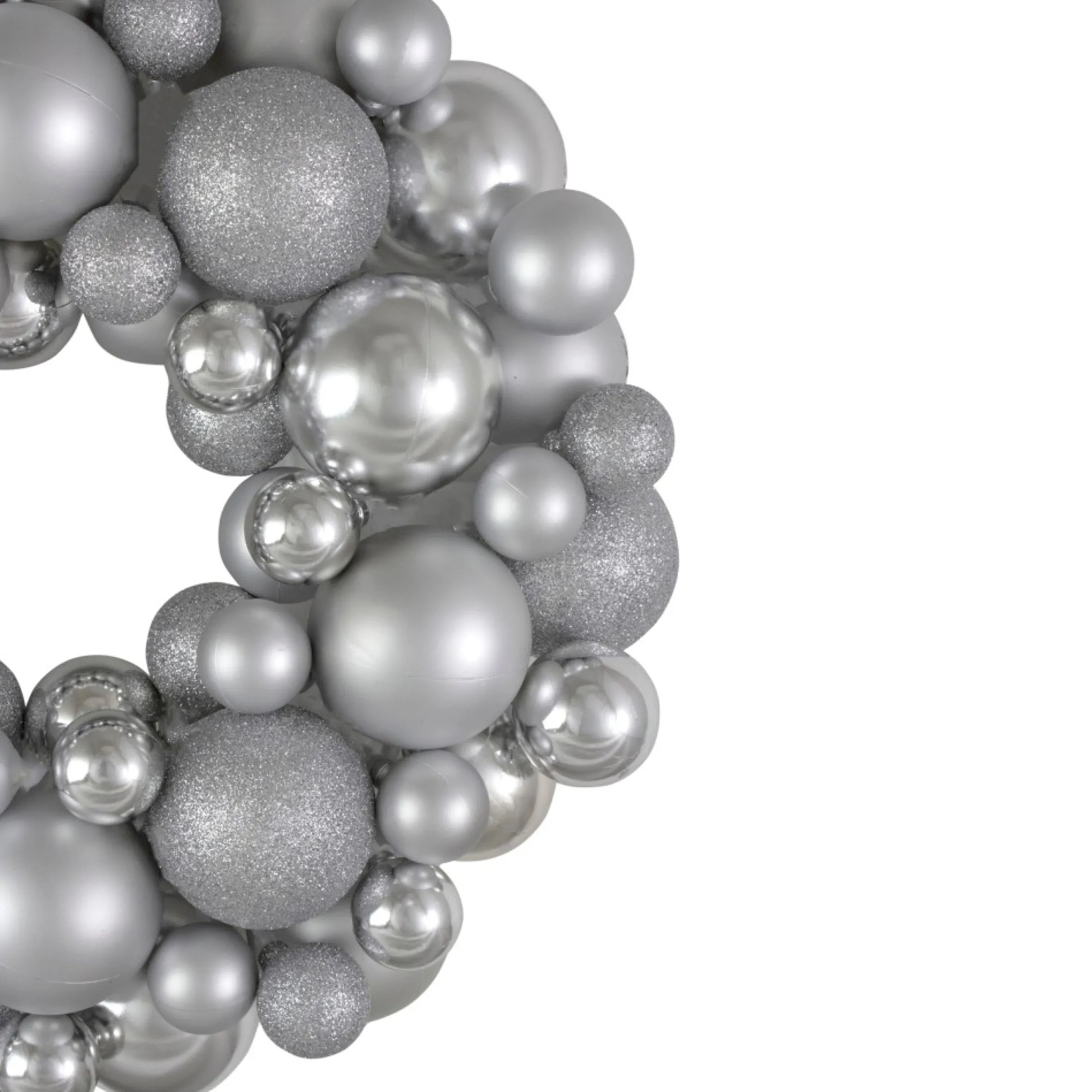 Silver Splendor 3-Finish Shatterproof Ball Christmas Wreath, 13-Inch