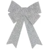 17" Silver Tinsel 4-Loop Bow Christmas Decoration