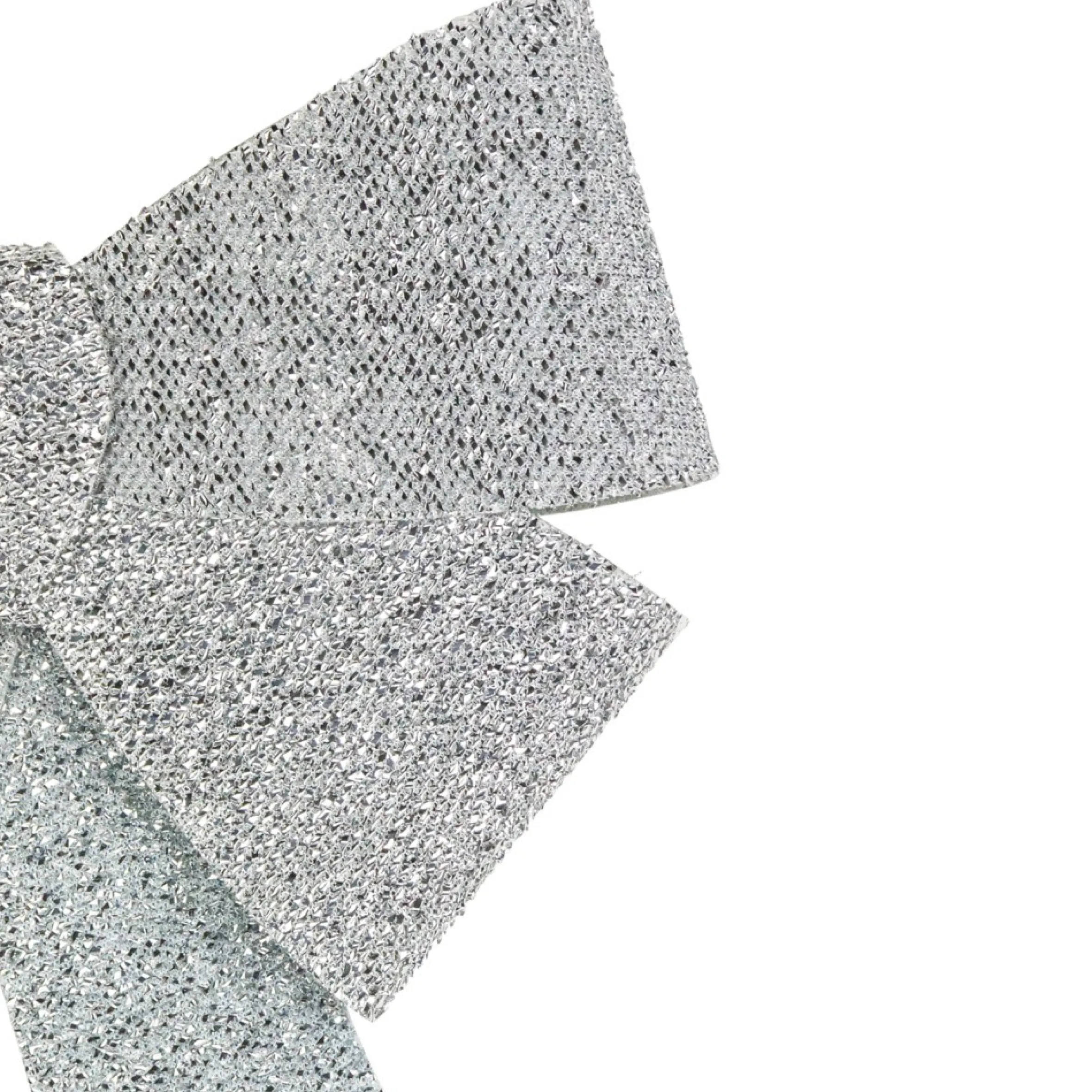 17" Silver Tinsel 4-Loop Bow Christmas Decoration