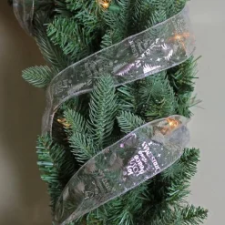 Silver Wired Christmas Words Craft Ribbon 2.5