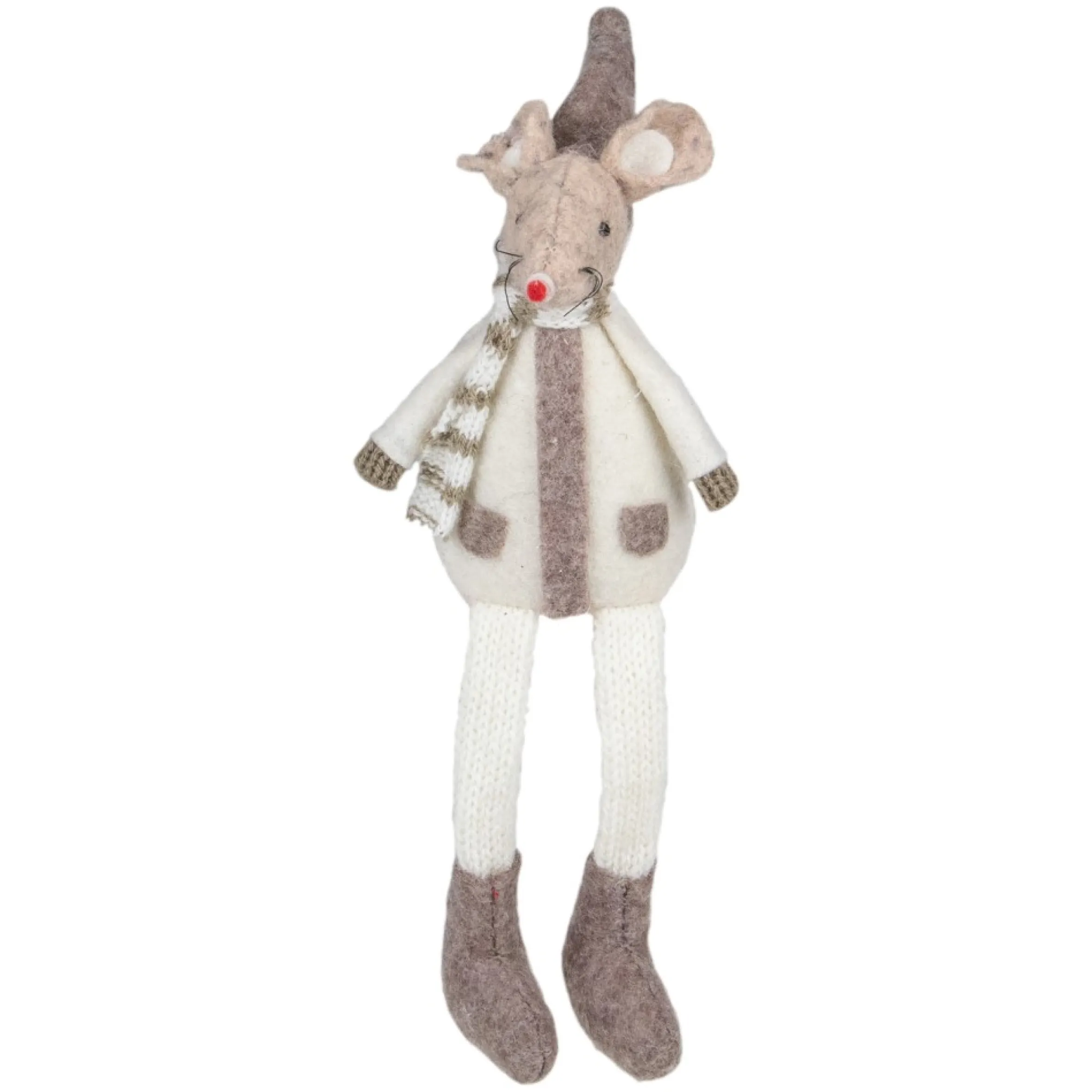 9.5" Sitting Plush Christmas Mouse Figure