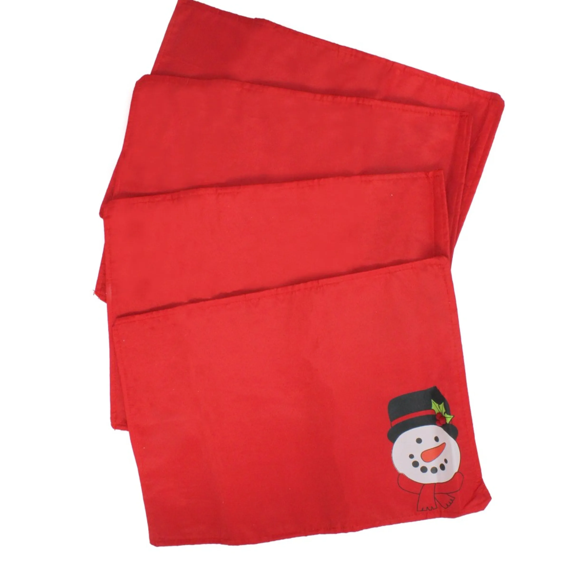 13.5" Snowman Pouch With Christmas Place Mats Set