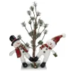 34" Snowmen Friends With Pre-Lit Led Pine Tree Christmas Tabletop Decor