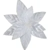 9.5" Snow White Glittered Poinsettia Floral Christmas Clip
