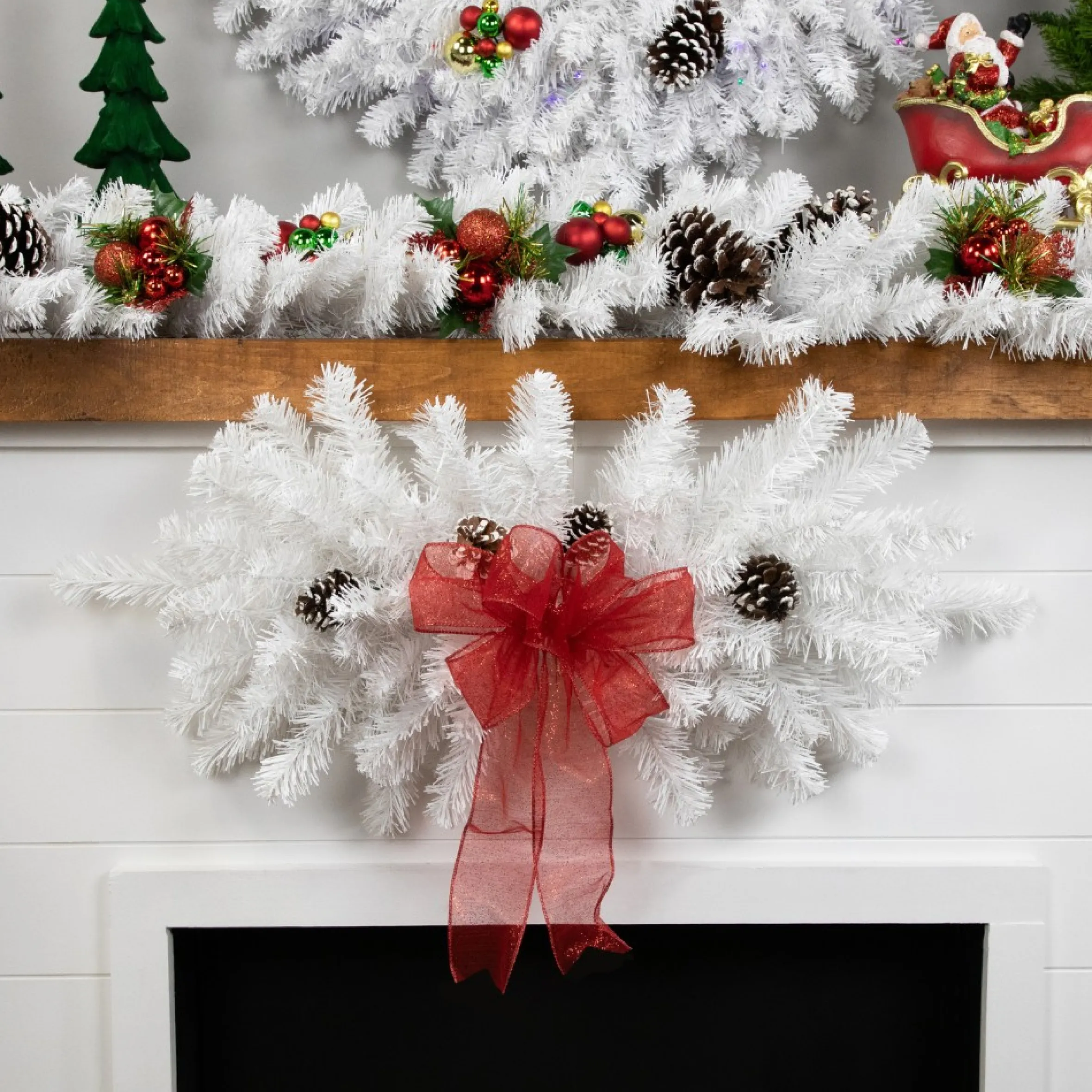 32" Snow White Pine Artificial Christmas Swag, Unlit