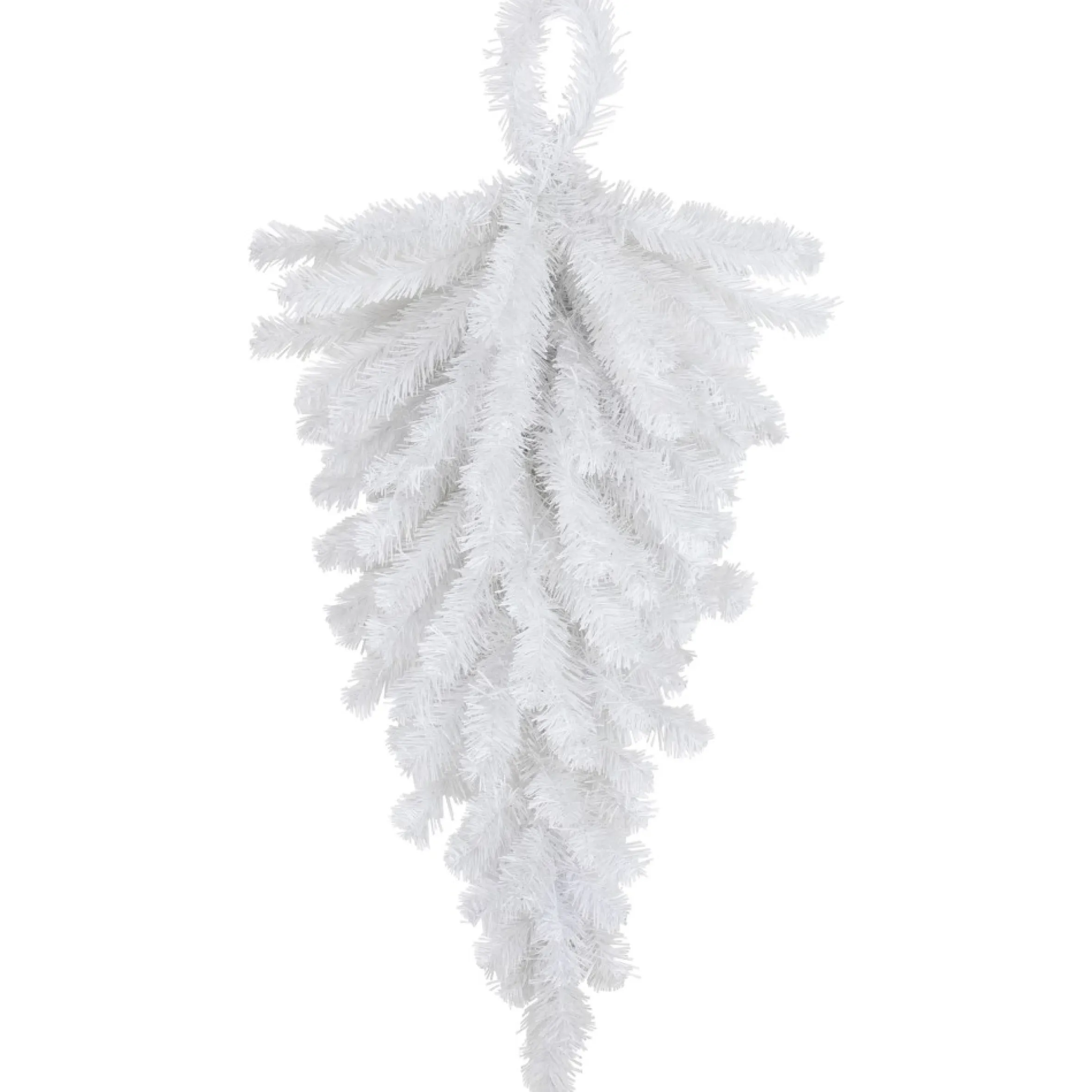30" Snow White Pine Artificial Teardrop Christmas Swag, Unlit