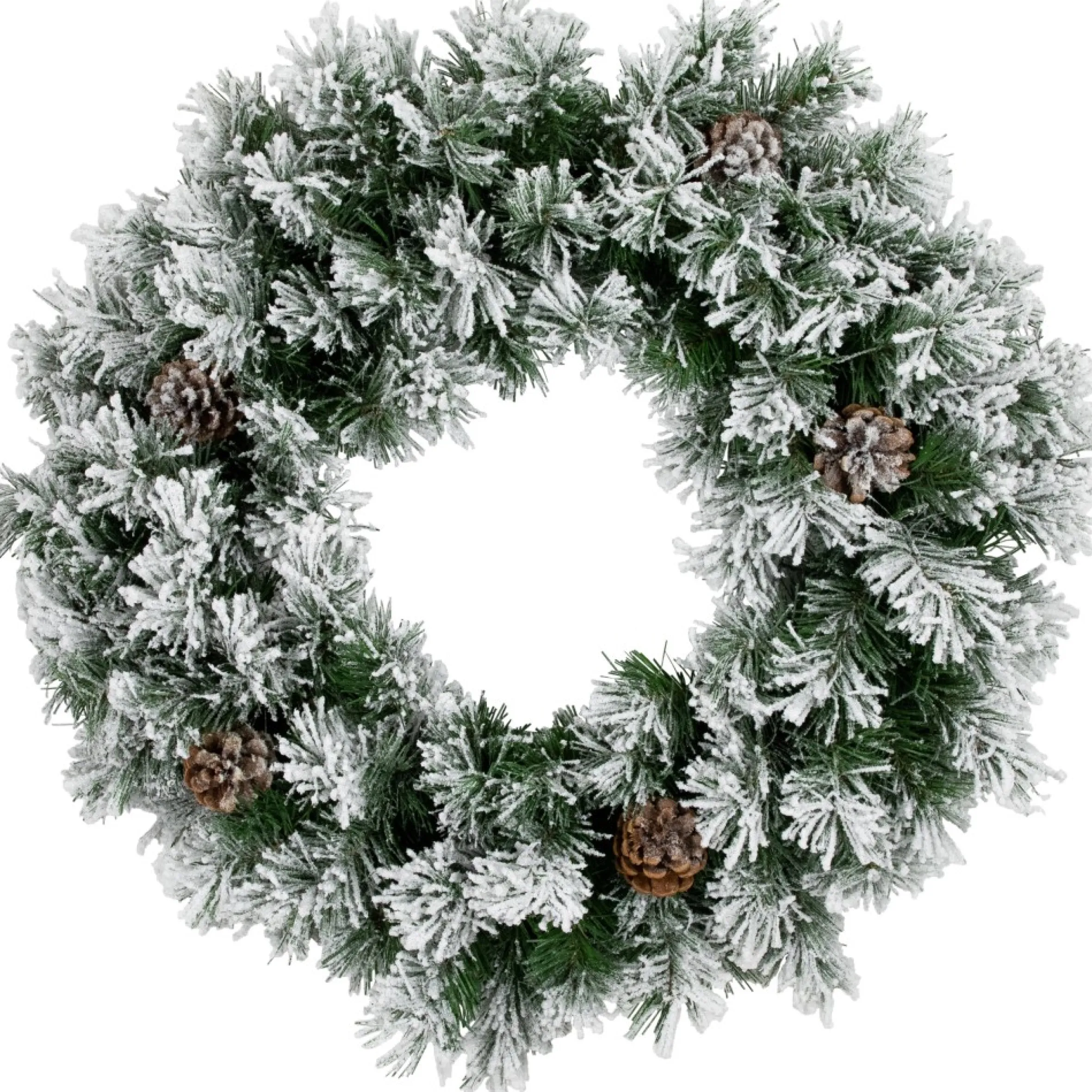 24" Snowy Flocked Angel Pine With Pine Cones Artificial Christmas Wreath - Unlit