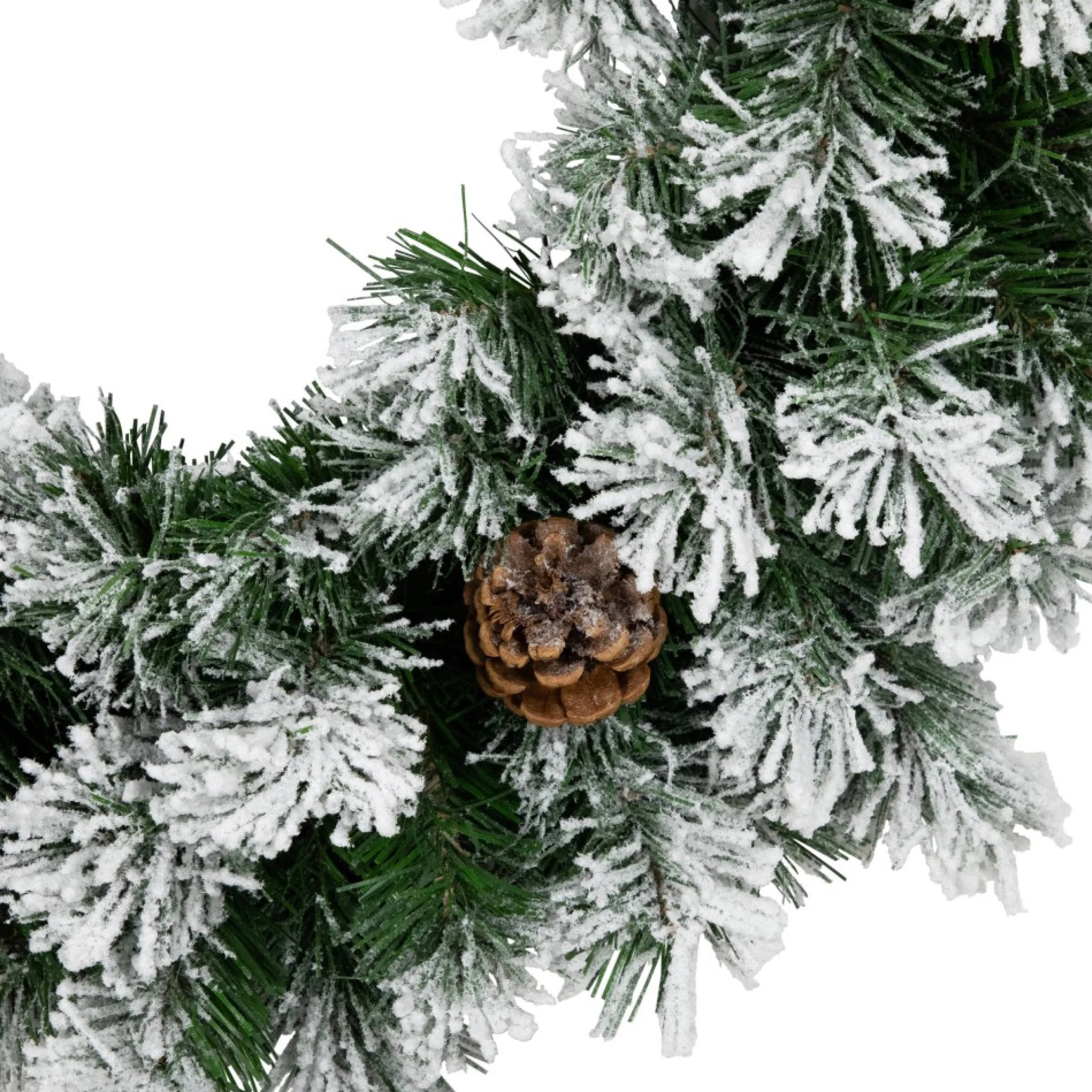 24" Snowy Flocked Angel Pine With Pine Cones Artificial Christmas Wreath - Unlit