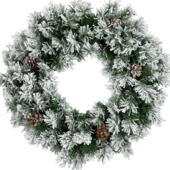 36" Snowy Flocked Angel Pine With Pine Cones Artificial Christmas Wreath - Unlit