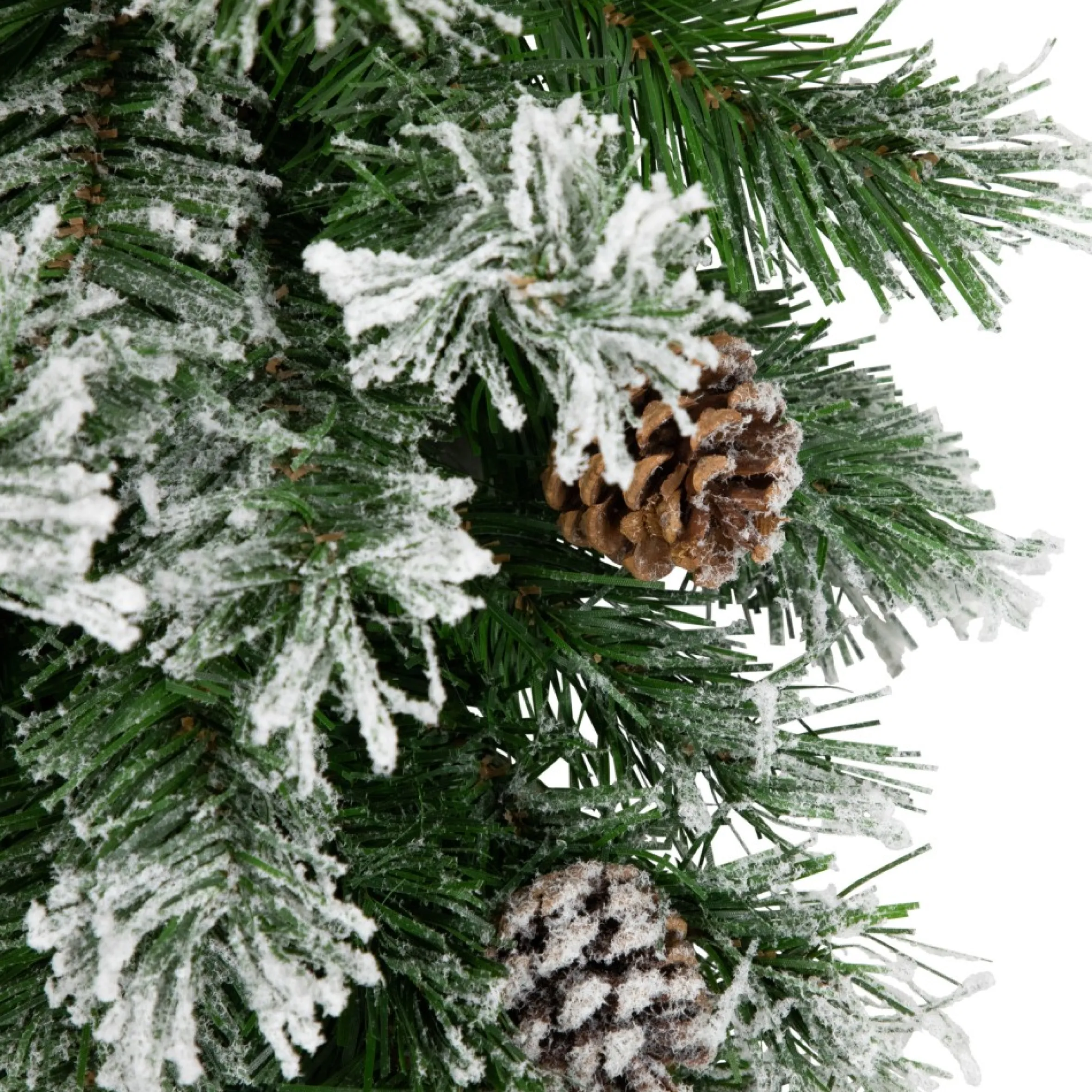 22" Snowy Flocked Angel Pine With Pine Cones Christmas Teardrop Swag - Unlit