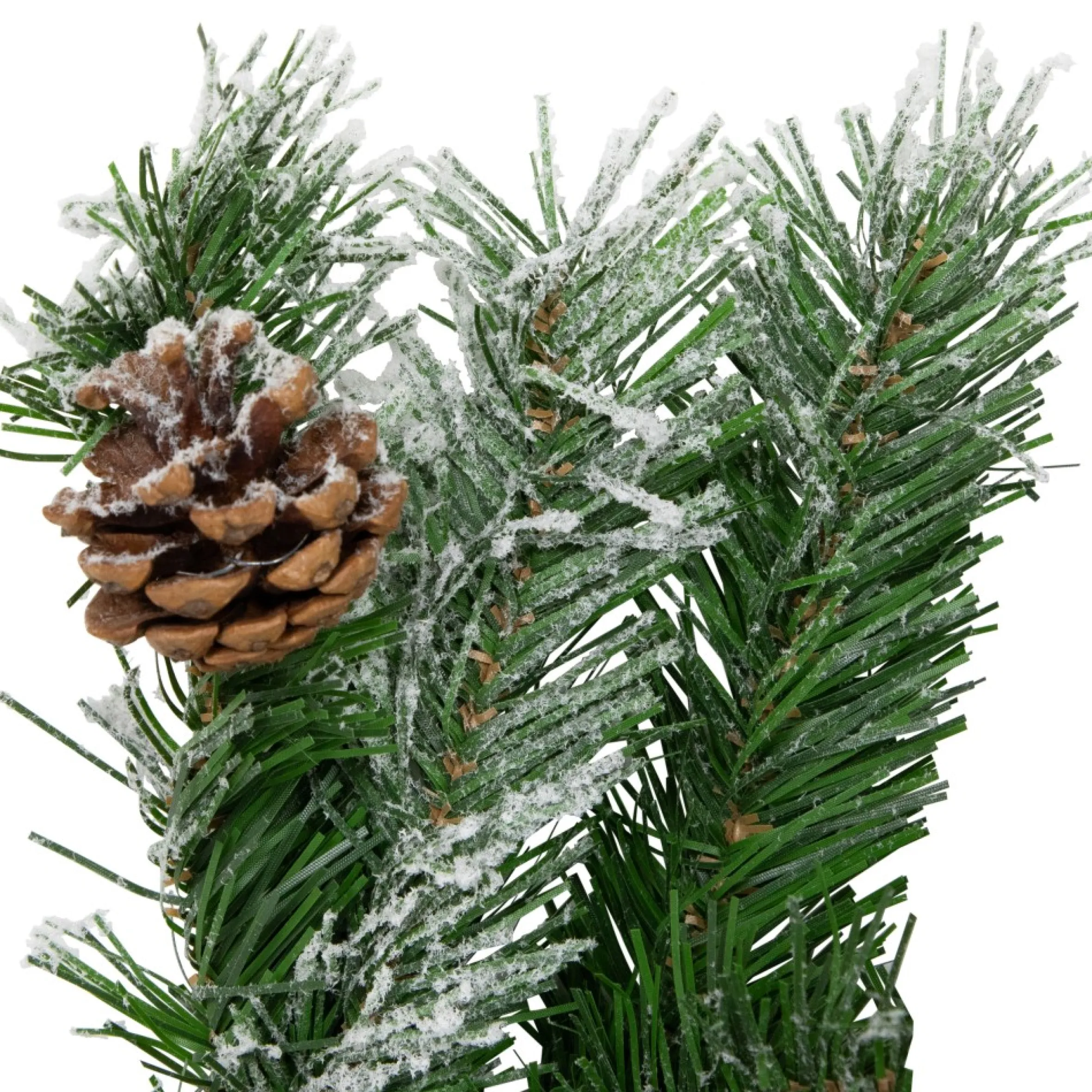 22" Snowy Flocked Angel Pine With Pine Cones Christmas Teardrop Swag - Unlit