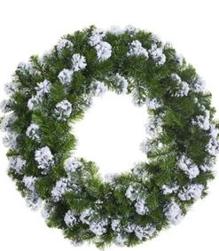 Snowy Flocked Colorado Pine Artificial Christmas Wreath, 30-Inch, Unlit