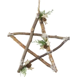 13.75" Snowy Pinecone Branch Christmas Star Wall Decor