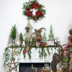 13.75" Snowy Pinecone Branch Christmas Star Wall Decor