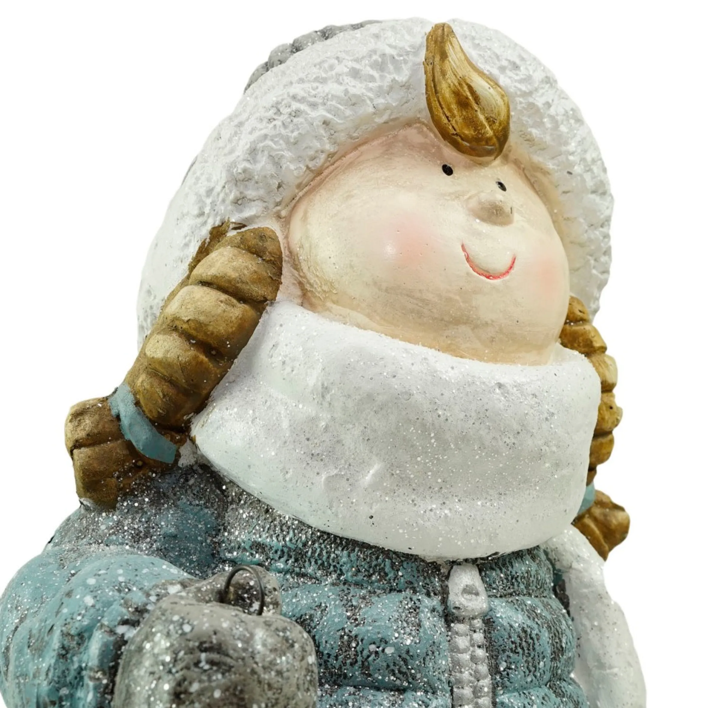18" Snowy Woodlands Little Girl Holding Tea Light Lantern Christmas Figurine