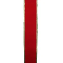 Solid Bright Red And Gold Wired Christmas Craft Ribbon 2.5 X 10 Yards