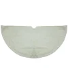 48" Solid White Quilted Christmas Tree Skirt With Velvet Trim