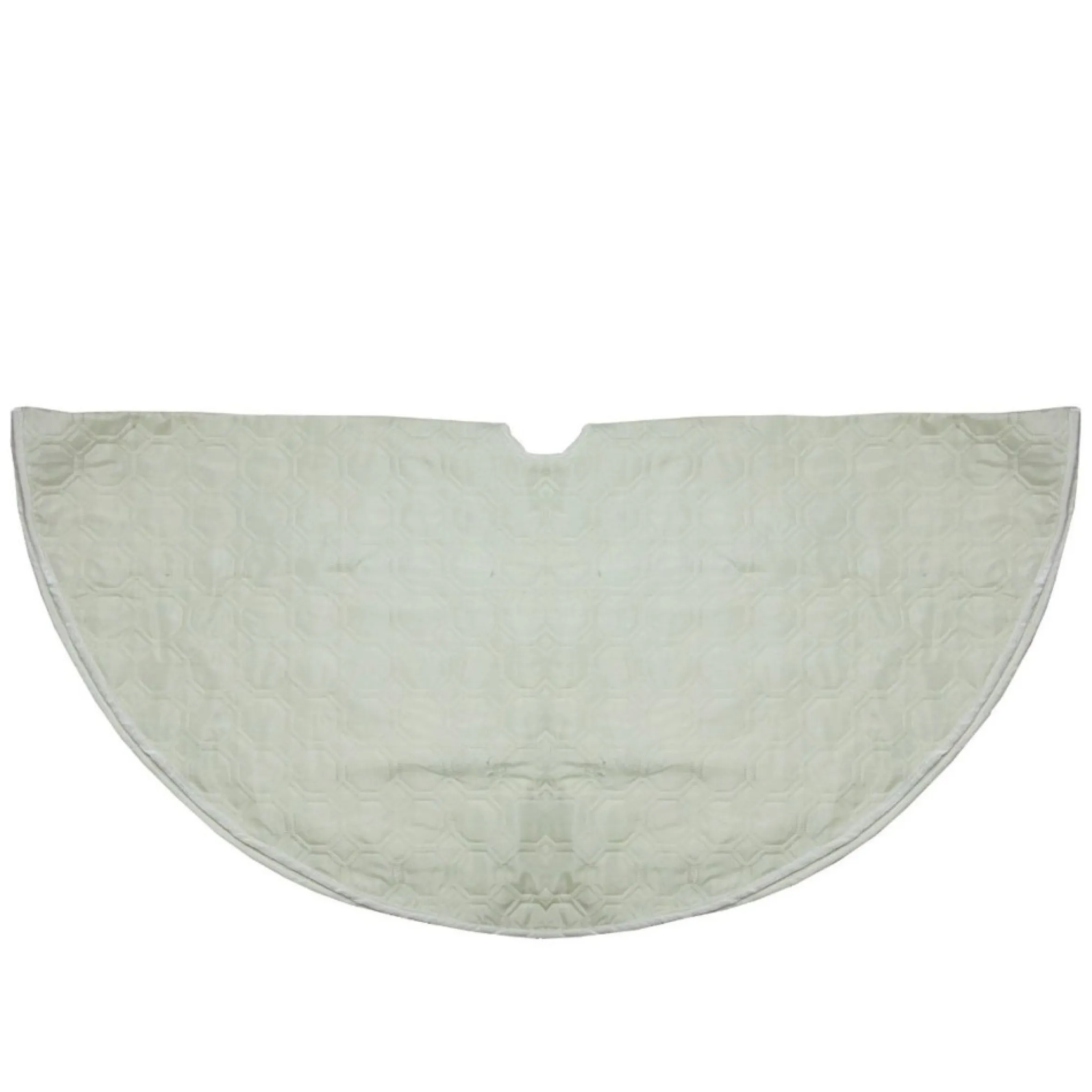 48" Solid White Quilted Christmas Tree Skirt With Velvet Trim