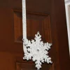 17" Sparkling White Glittering Jeweled Snowflake Over-The-Door Christmas Wreath Hanger