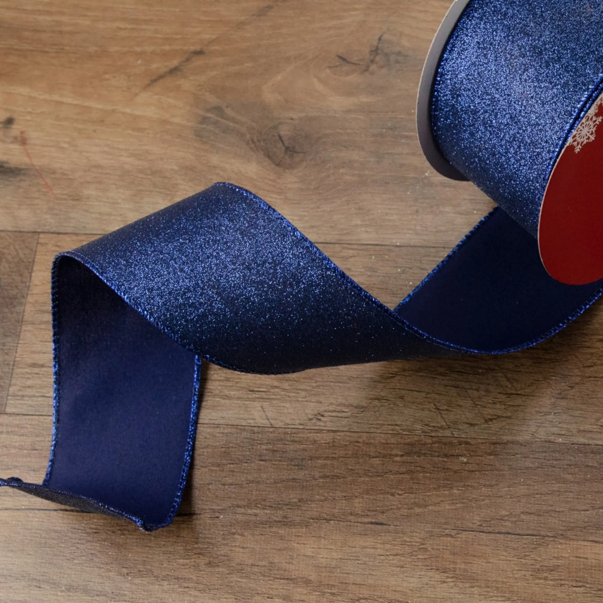 Sparkly Blue Solid Christmas Wired Craft Ribbon 2.5" X 16 Yards