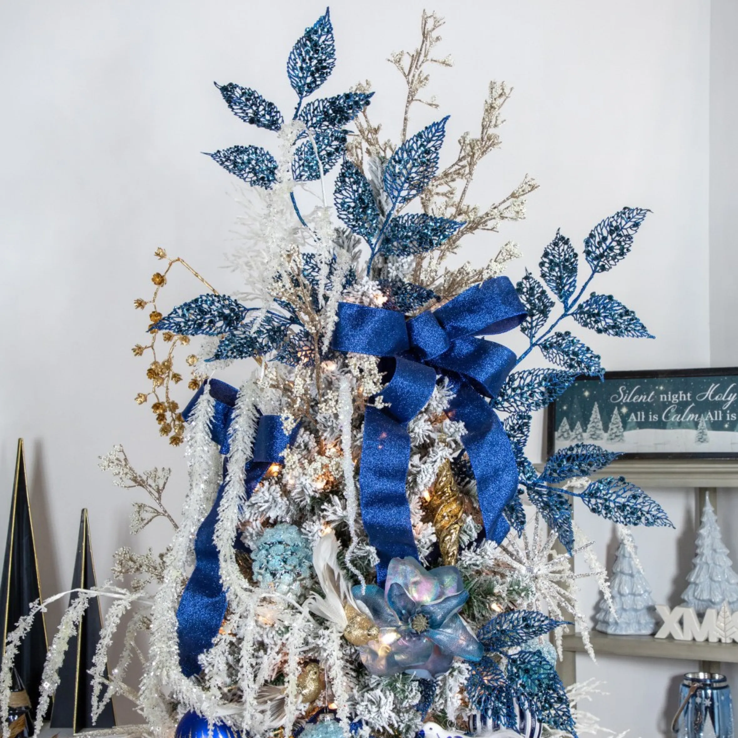 Sparkly Blue Solid Christmas Wired Craft Ribbon 2.5" X 16 Yards