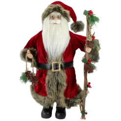 18" Standing Old World Santa Claus With Walking Stick