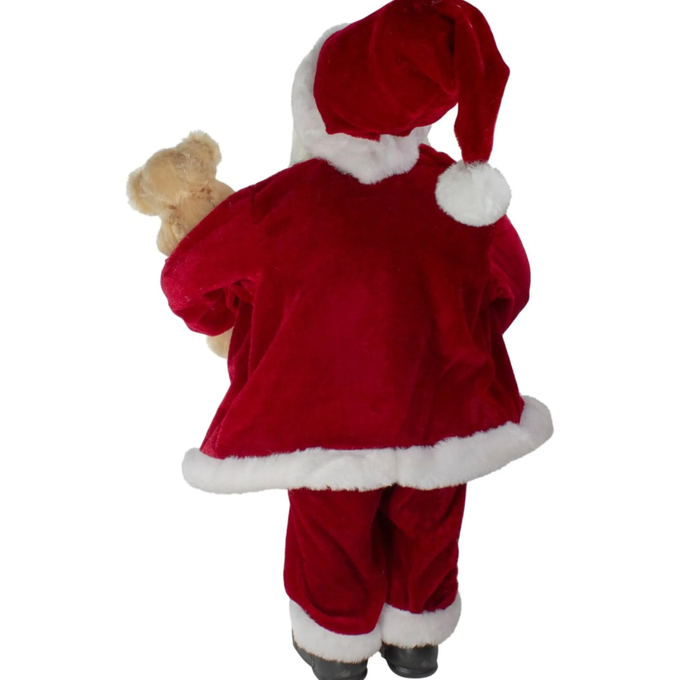 18" Standing Santa Christmas Figure With A Plush Brown Bear