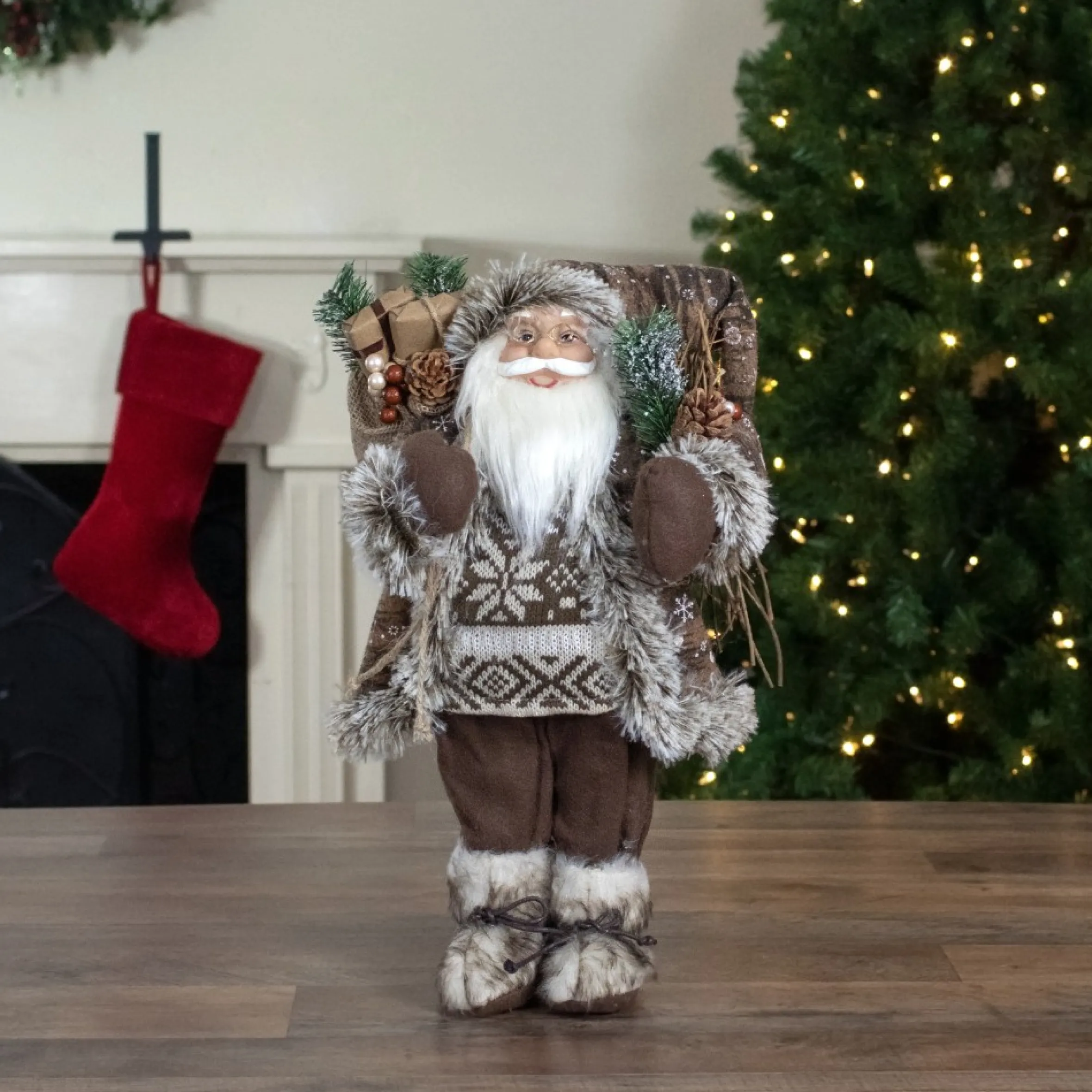 18" Standing Santa Christmas Figure With Presents