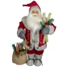 18" Standing Santa Christmas Figure With Skis And Fur Boots