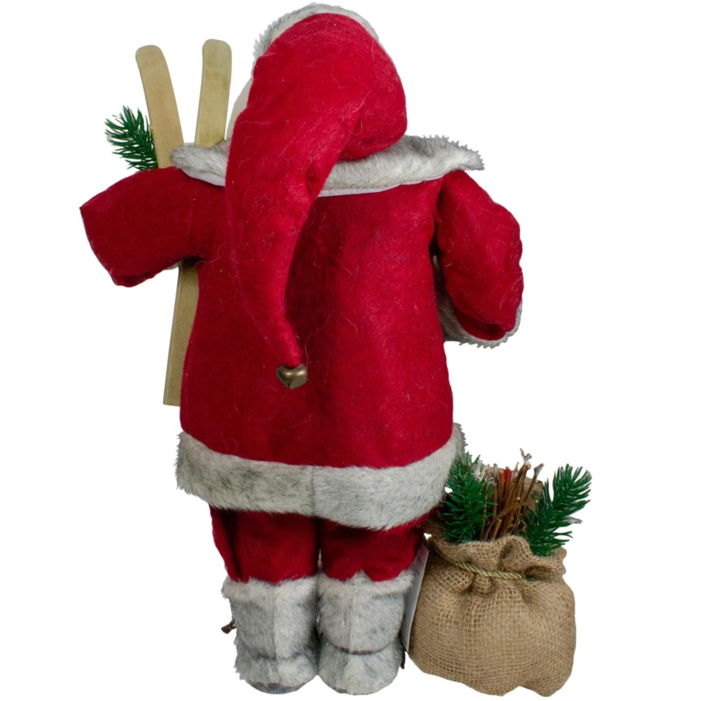 18" Standing Santa Christmas Figure With Skis And Fur Boots