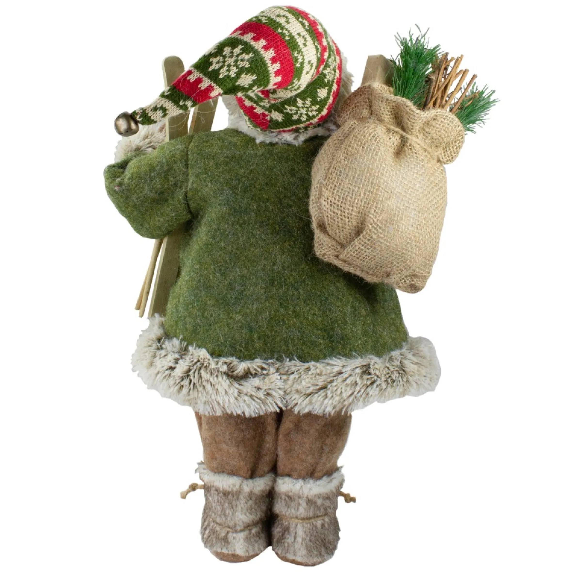 18"Standing Santa Christmas Figure Carrying Skis And Presents