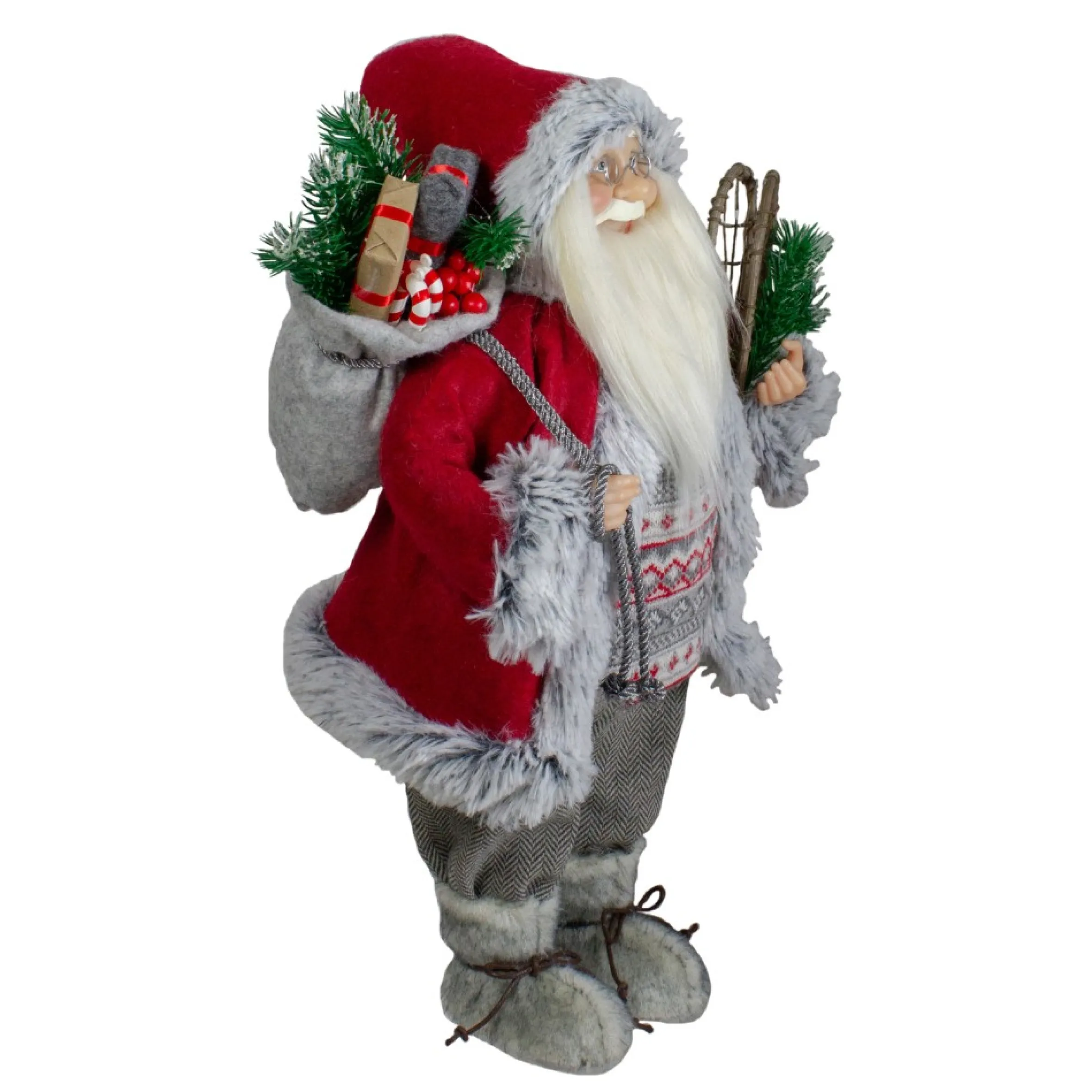 18" Standing Santa Christmas Figure With Snow Shoes And Presents