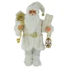 12" Standing Santa Christmas Figure Dressed In Plush Winter White And Gold