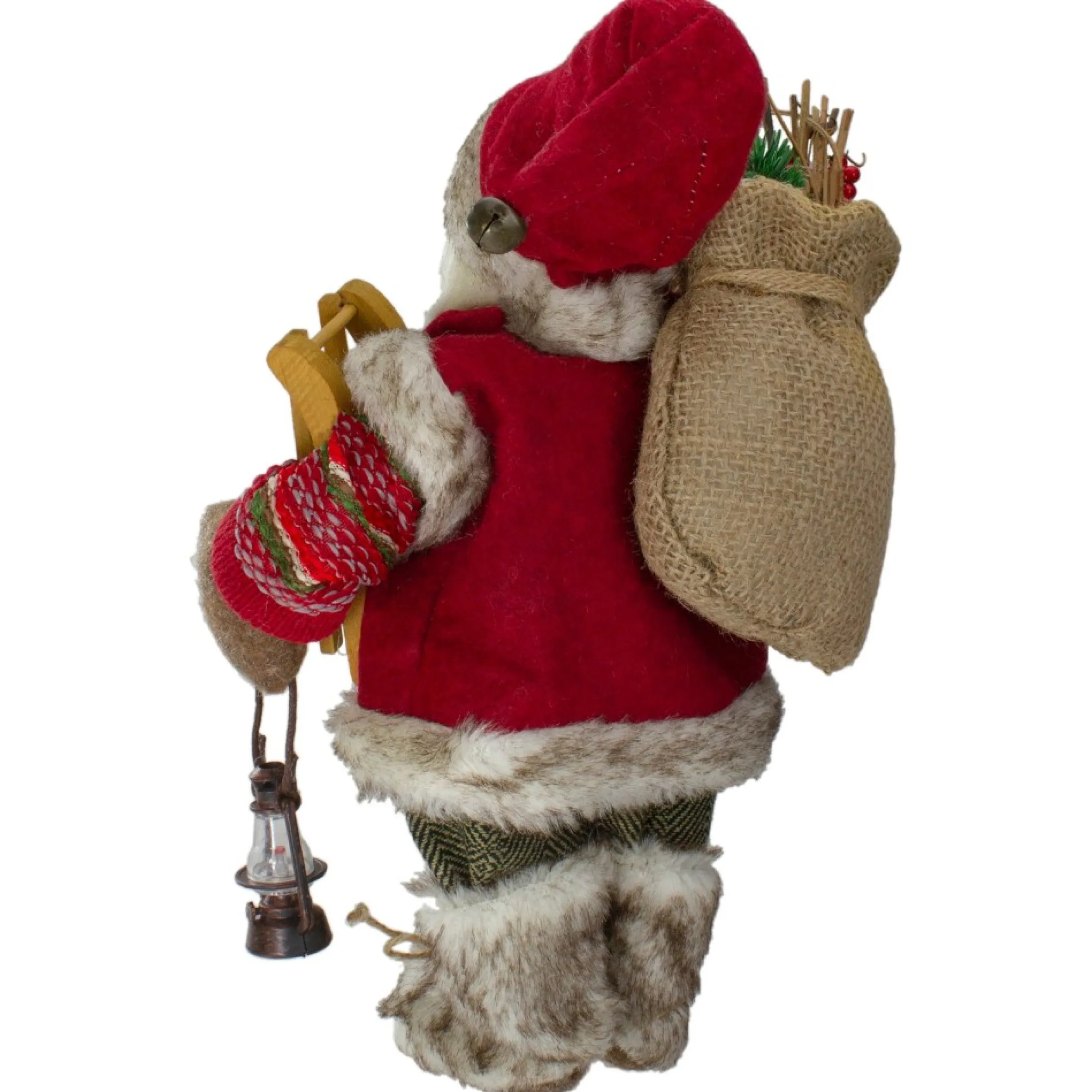 12" Standing Santa With A Sled And Lantern Christmas Figure