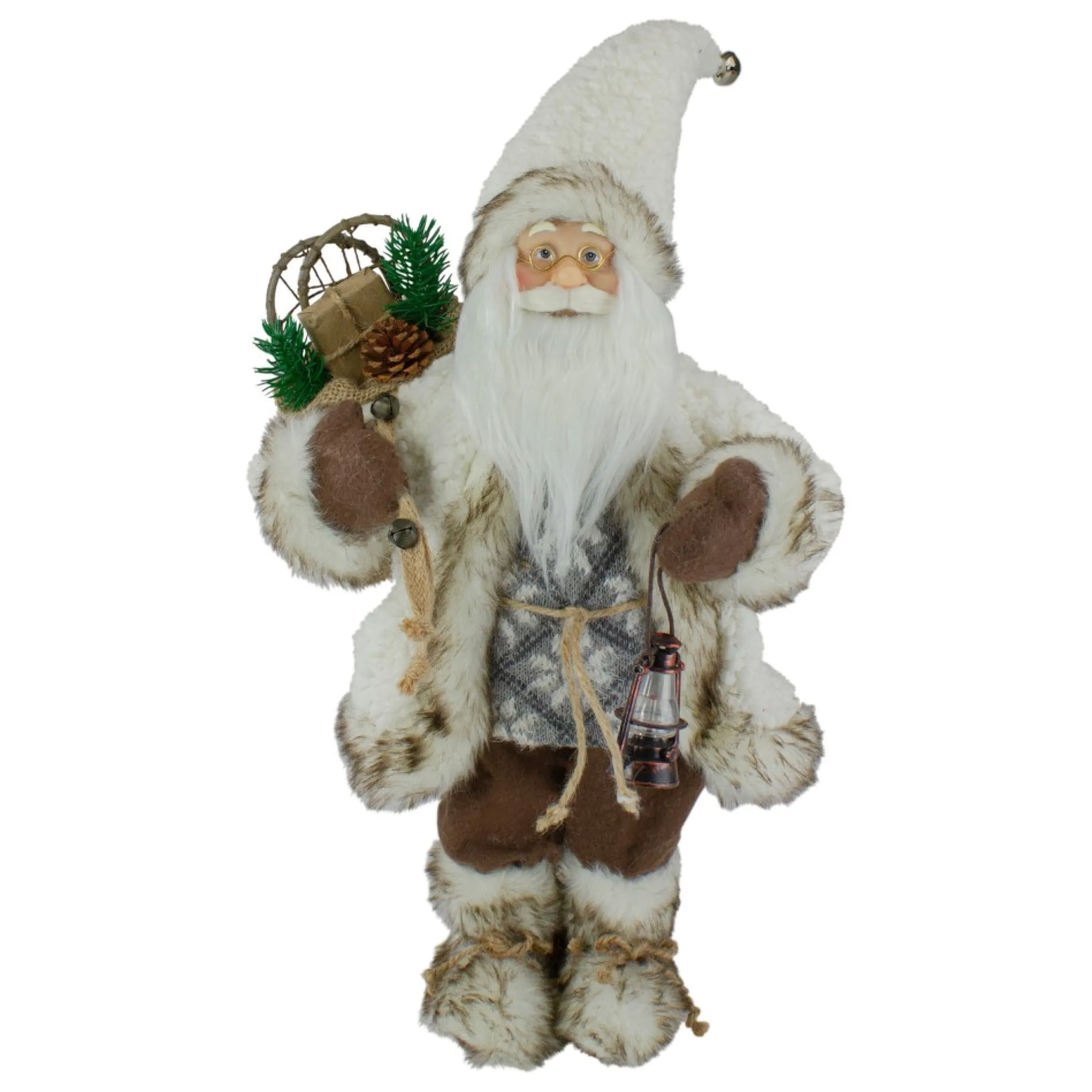 12"Standing Snow Lodge Santa Christmas Figure With A Lantern