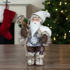 12"Standing Snow Lodge Santa Christmas Figure With A Lantern